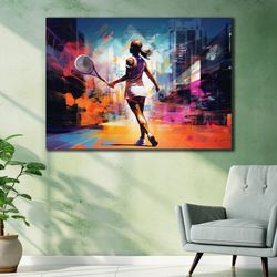 tennis player graffiti print, female tennis gift, tennis wall art, tennis fan gift, tennis wall decor, tennis player gif