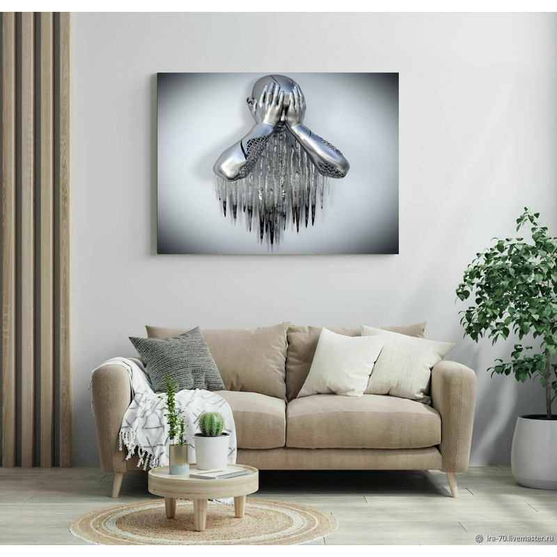 3D Silver Effect Wall Art, Silver Poster, Silver Canvas, Silver Print, Ready To Hang, 3D Wall Print, Silver Effect Canvas, Silver Painting.jpg