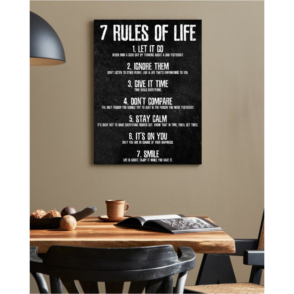 7 Rules of Life Motivational Quotes Canvas, Inspirational Quotes Canvas, 7 Life Rules Canvas Print, Canvas, Canvas Wall Art, Wall Hanging.jpg