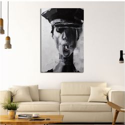 abstract woman smoke portrait poster canvas wall art,abstract woman with cigarette face portrait canvas,woman fashion ar