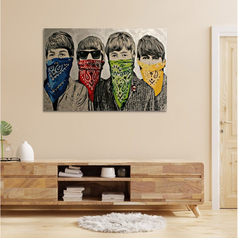 Banksy Beatles Canvas Art, Banksy Bandanas Canvas, Graffiti Canvas, The Beatles, Banksy Wall Art, Banksy Canvas, Street Wall Art, Graffiti.jpg