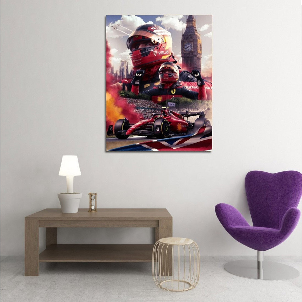 Carlos Sainz Canvas Print on Canvas,Carlos Sainz Poster Wall Art,Formula One F1 Grand Prix,Ferrari Racing Canvas Art,Man Cave Wall Art Decor 1.jpg