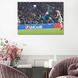 cristiano ronaldo poster, ronaldo poster, football poster, bicycle kick, canvas poster home deco living room overhead ki