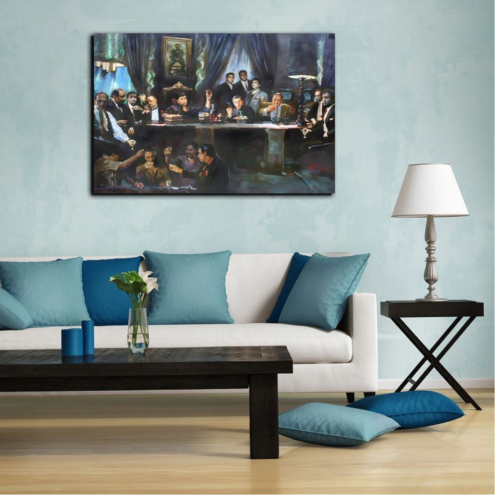 Gangsters Ready To Hang Canvas, Gangster Wall Art, Famous Gangsters Canvas Print, The Godfather Canvas Painting, Gangsters Poster Canvas Art.jpg
