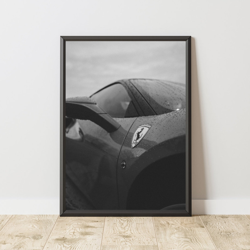 Ferrari Poster, Ferrari Print, Ferrari Wall Art, Black and White Poster, Sports Car Poster, Beautiful Car Poster.jpg