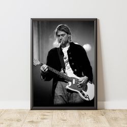kurt cobain poster, kurt cobain print, kurt cobain wall art, music wall art, music poster, music print, vintage wall art