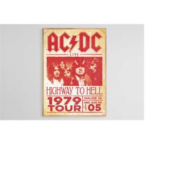 ac/dc poster print, music wall art, music poster, hardrock music poster, vintage poster, digital poster, home decor, wal