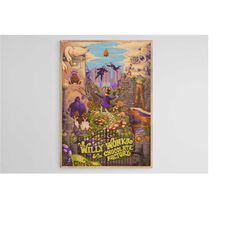 willy wonka poster, charlie and the chocolate factory poster, famous movie poster, wall decoration, digital poster, will