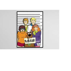 scooby-doo print, scooby-doo poster, digital poster, home decor, scooby-doo wall decor, animated poster, famous poster,