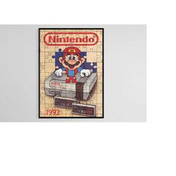 super mario poster, super mario print, super mario art, vintage poster, home decor super mario, wall decor, digital prin