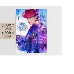 mary poppins returns 2018 poster - disney pixar movie poster art film print gift mpr001