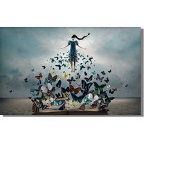 banksy butterfly girl wall art, banksy butterfly girl painting, banksy butterfly girl poster, banksy butterfly girl canv