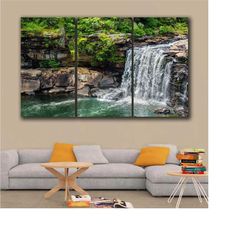 waterfall nature scenery painting, waterfall and forest canvas wall art, home living room nature scenery, office decor,