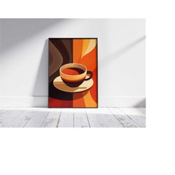 minimalist black coffee print, coffee poster, exhibition poster, coffee lover gift, boho decor, mid century modern, digi