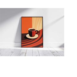 minimalist espresso coffee print, coffee poster, exhibition poster, coffee lover gift, boho decor, mid century modern, d