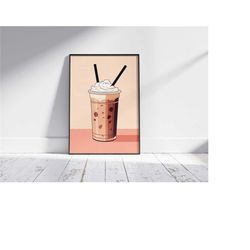 frapp coffee print, coffee poster, exhibition poster, coffee lover gift, boho decor, wall art, mid century modern, digit