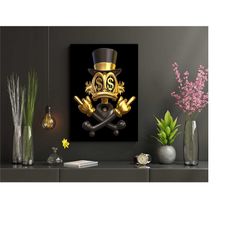 scrooge mcduck - gold mcduck dollar canvas decor, mcduck middle finger sign, cartoon movie hero poster wall decor, offic