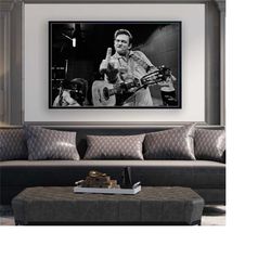 johnny cash music poster canvas painting, home decor music poster, johnny cash middle finger poster, johnny cash gift, c
