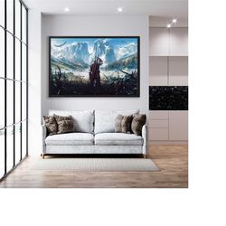 witcher riding  canvas print, witcher art, game print gift, poster, canvas print, witcher gift, witcher geralt of rivia