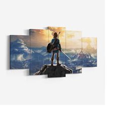 the legend of zelda canvas zelda wall decor, the legend of zelda breath of the wild wall art, sekiro 5 panel zelda gift