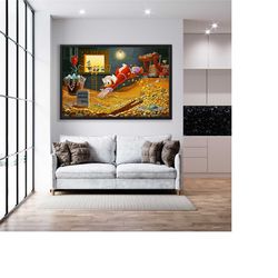 monopoly scrooge mcduck graffiti print art, money paintings on the wall art, canvas posters and prints for, living room