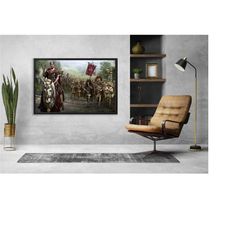 julius caesar and his army canvas/poster wall art, war poster, historical art, living room decor, framed canvas, ready t