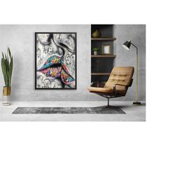banksy colorful kissing wall art, celebrity graffiti, colorful lip graffiti art, valentine's day gift, canvas wall decor