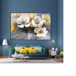 colorful flowers canvas painting, home wall decor, canvas painting farmhouse wall decor, oil painting flowers on canvas,