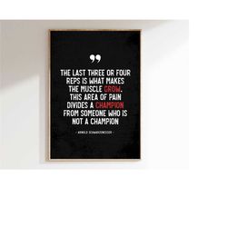 motivational quote poster | arnold schwarzenegger | digital print | champion mindset | fitness inspirational wall art |