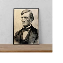 ralph waldo emerson portrait, high-resolution vintage digital printable poster - classic wall art for home & office