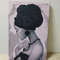 African woman black glitter embroidered canvas painting, woman with black hat canvas painting, african woman wall decor, african women art.jpg