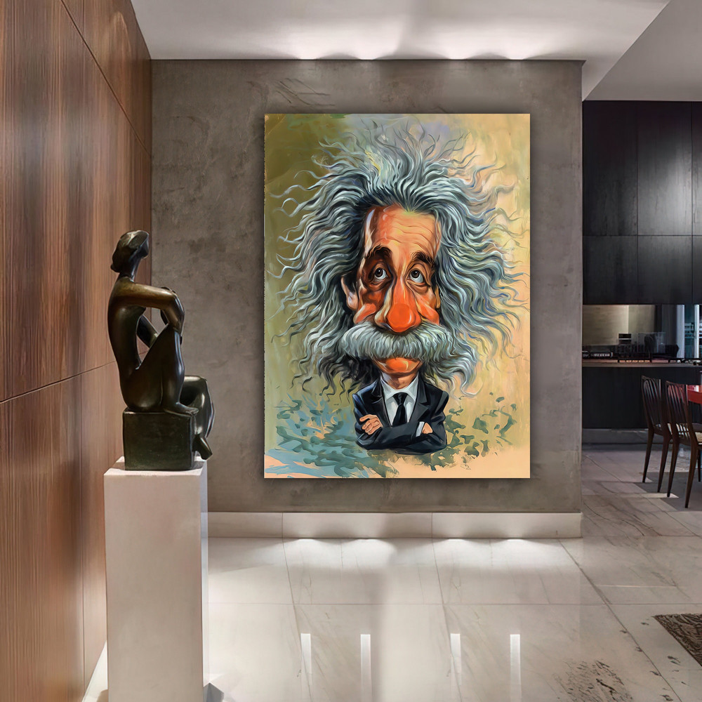 einstein canvas painting, einstein wall art, albert einstein canvas painting, paint textured canvas painting.jpg