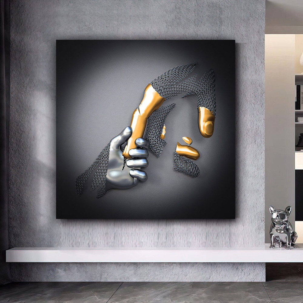 Hand canvas painting, silver glitter embroidered wall decor, 3d look wall art, 3d wall art.jpg