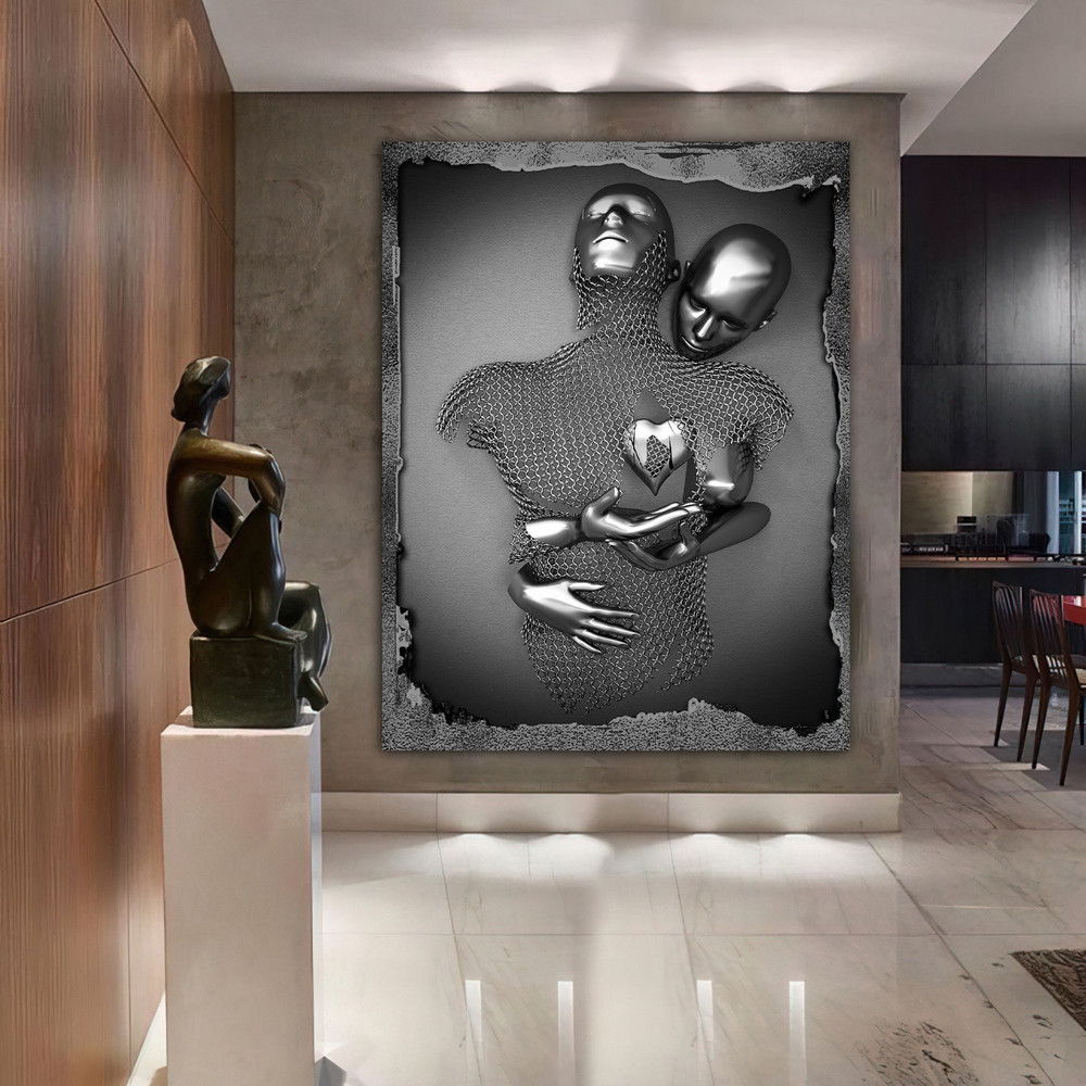 Heart frame looking love couples canvas painting, 3d looking love art,framed painting, glitter textured painting, canvas art, 3d wall art.jpg