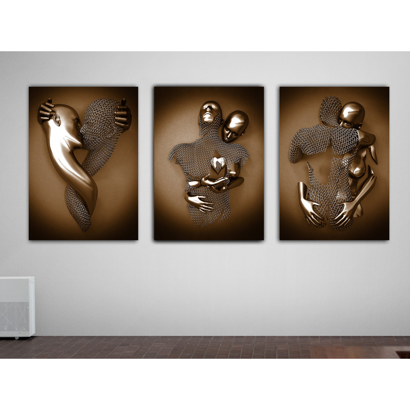 Kissing,hugging,red heart canvas painting set, love couples with bronze glitter texture on canvas, 3 d effect, 3d wall art wall decor.jpg