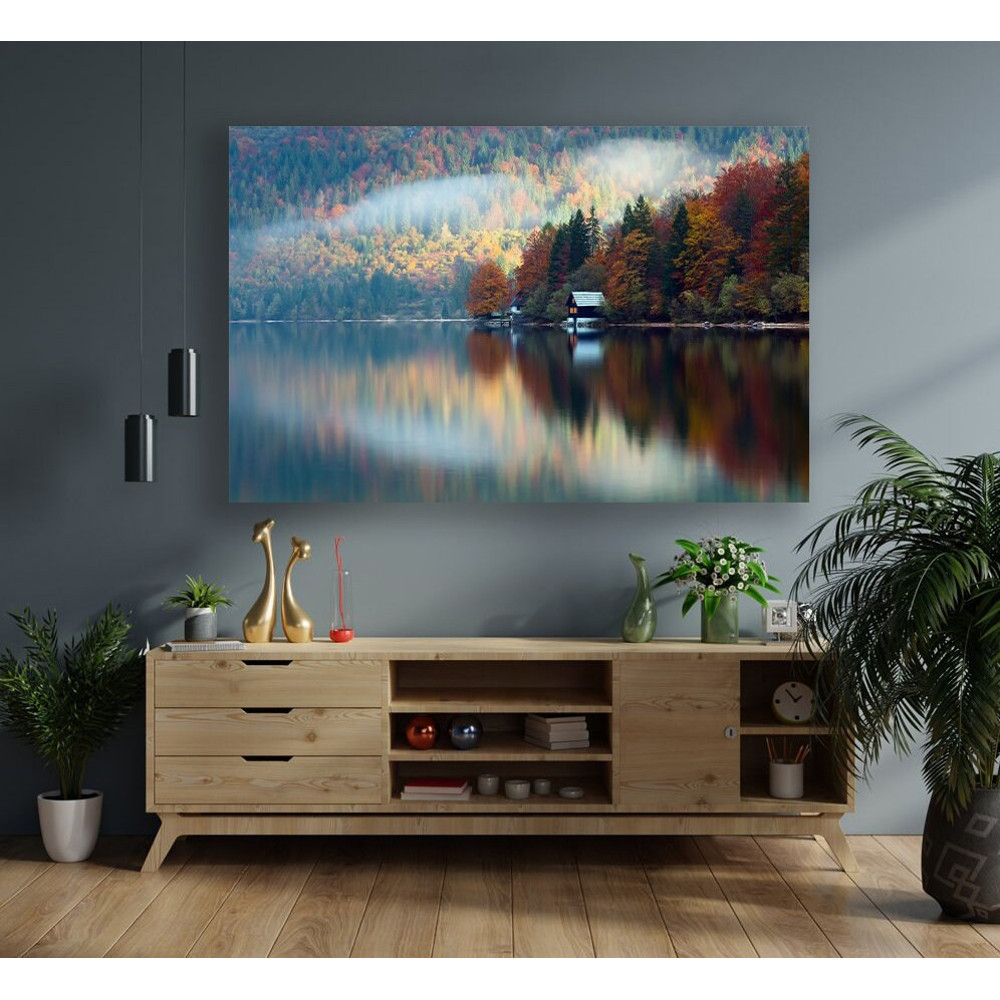 lake landscape canvas, autumn canvas painting, trees and lake canvas print , nature poster, nature picture canvas.jpg