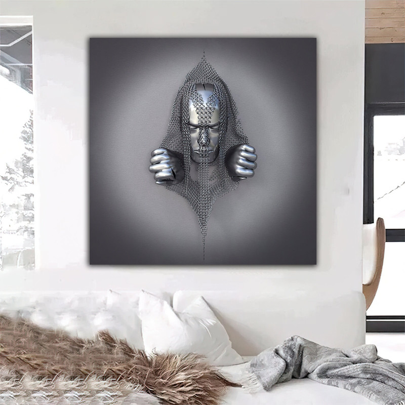 Rebirth canvas painting, 3 d effect canvas painting with human sculpture look.jpg