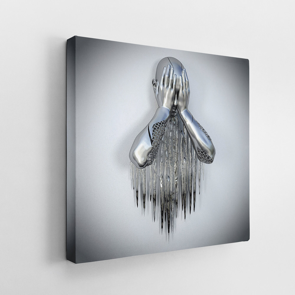 Regret man silver glitter embroidered canvas painting, 3d effect canvas painting SQUARE.jpg