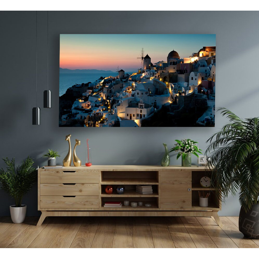 Santorini island (Thera Island) canvas, greek island landscape canvas painting, santorini day-printed landscape canvas print.jpg