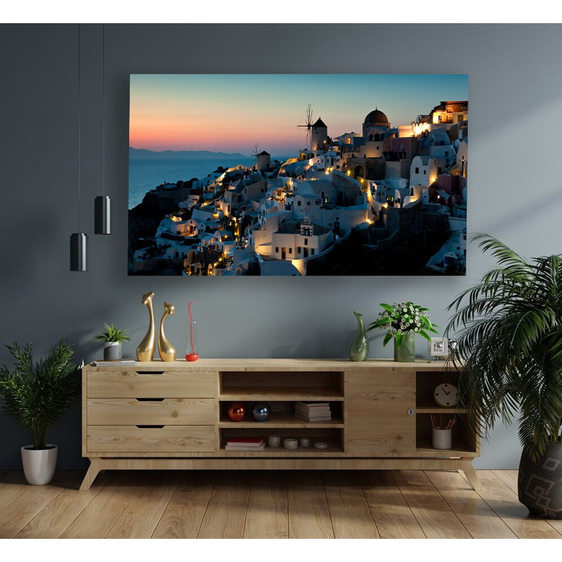 Santorini island (Thera Island) canvas, greek island landscape canvas painting, santorini day-printed landscape canvas print.jpg