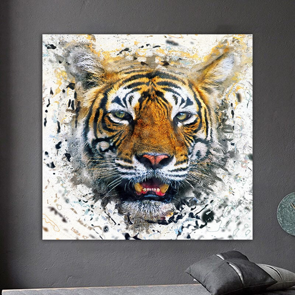 Tiger canvas painting, Leopard Stylish Decor for Home Leopard Print on Canvas Leopard Painting Wall Art Leopard colorful Pictures Animals.jpg