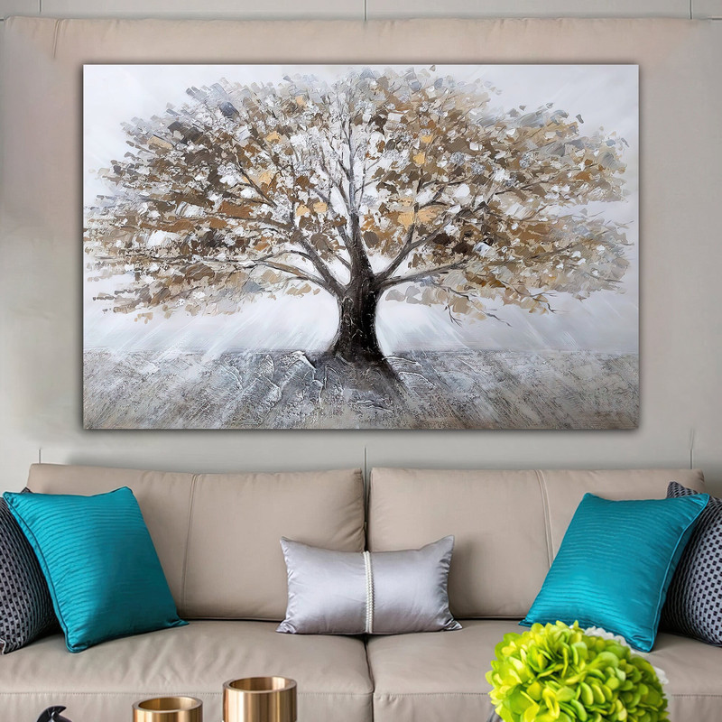tree glitter embroidered canvas painting, silver tree canvas painting.jpg