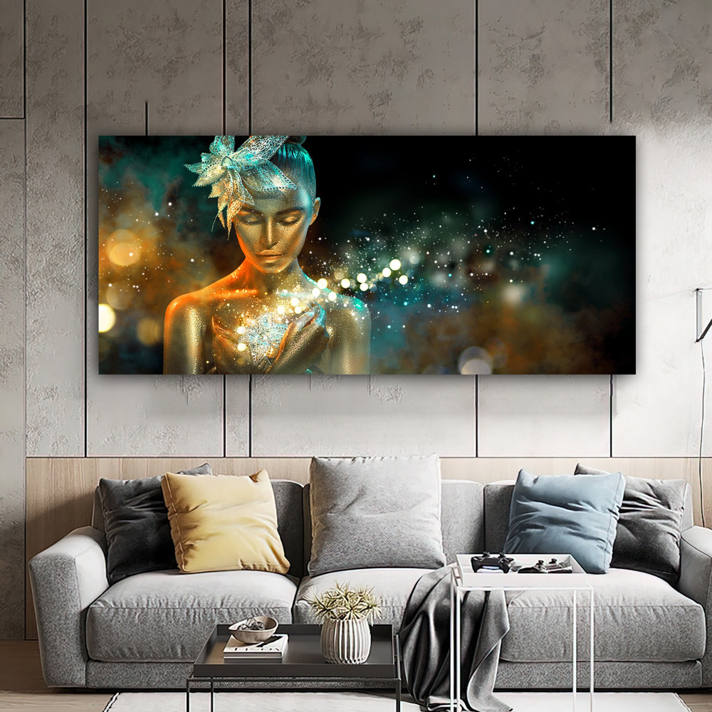 woman canvas painting,lady portrait canvas painting,popular woman flying dust canvas painting,gold glitter textured painting.jpg