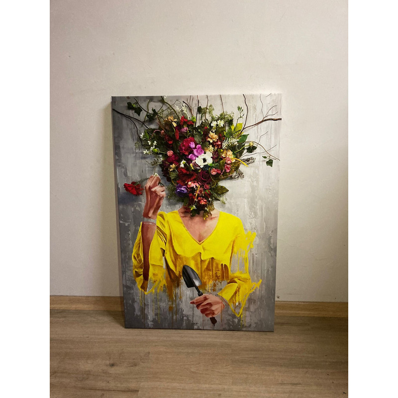 woman with flower head canvas painting, flower woman canvas print, woman wall art, colorful flower body canvas print, women canvas painting.jpg