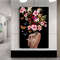 woman with flower head canvas painting, pink roses and woman canvas print, flower woman poster, flowers and woman art.jpg