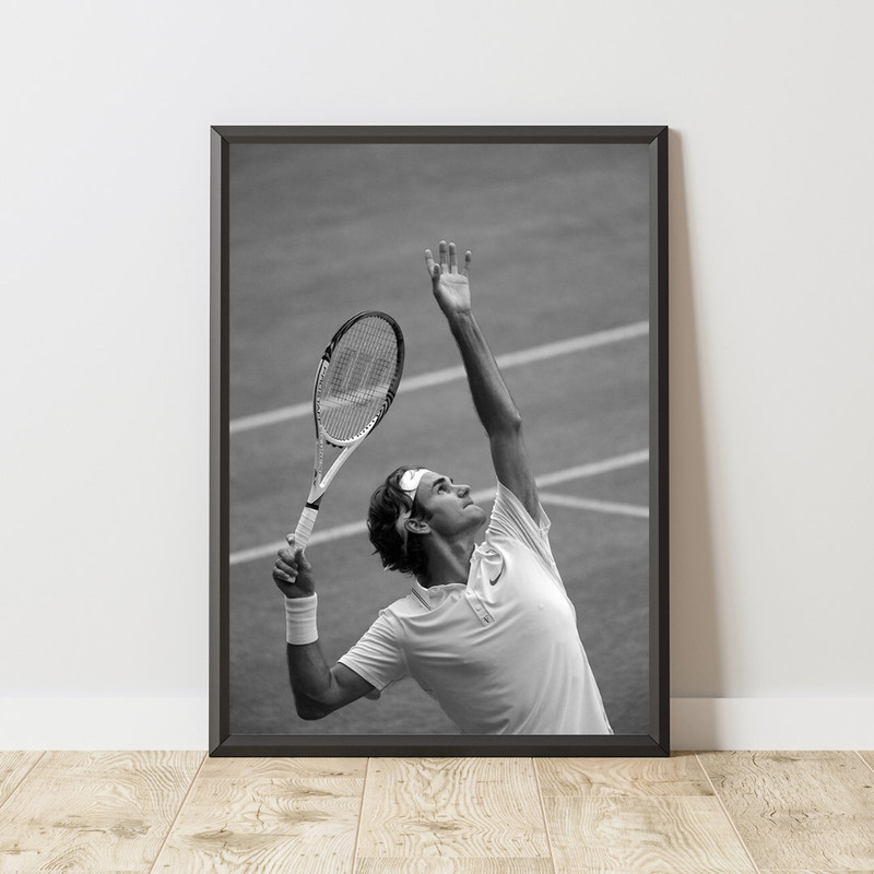 Roger Federer Poster, Roger Federer Print, Roger Federer Wall Art, Tennis Wall Art, Tennis Wall Decor, Black and White Poster.jpg