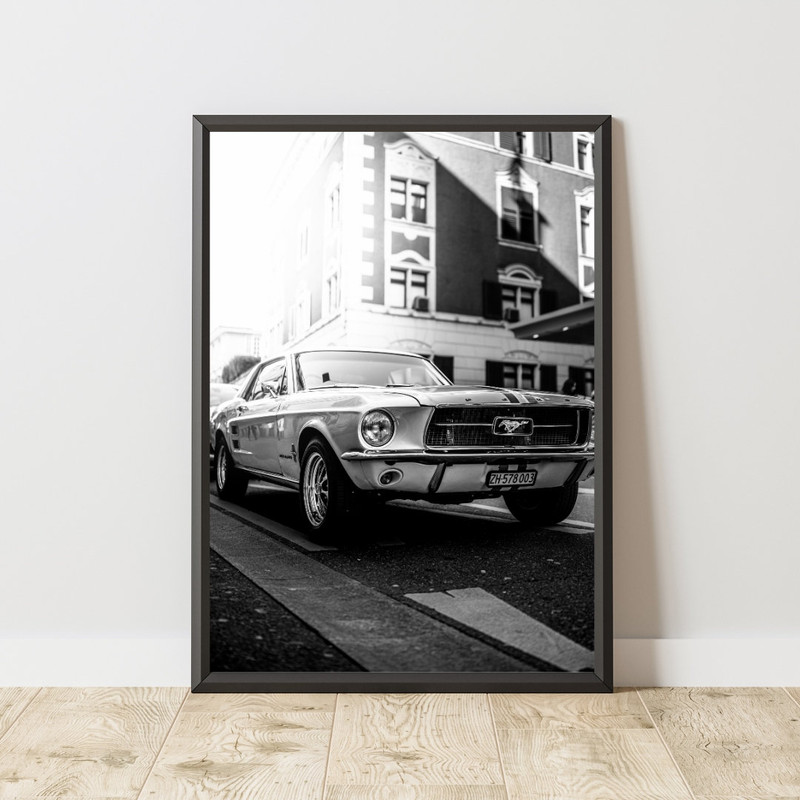 Vintage Ford Mustang Poster, Vintage Ford Mustang Print, Ford Mustang Wall Art, Muscle Car Poster, Classic Car Poster 3.jpg