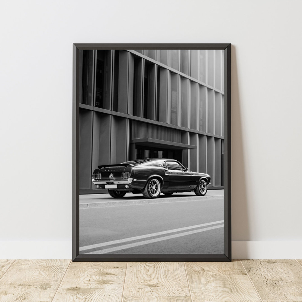 Vintage Ford Mustang Poster, Vintage Ford Mustang Print, Ford Mustang Wall Art, Muscle Car Poster, Classic Car Poster.jpg