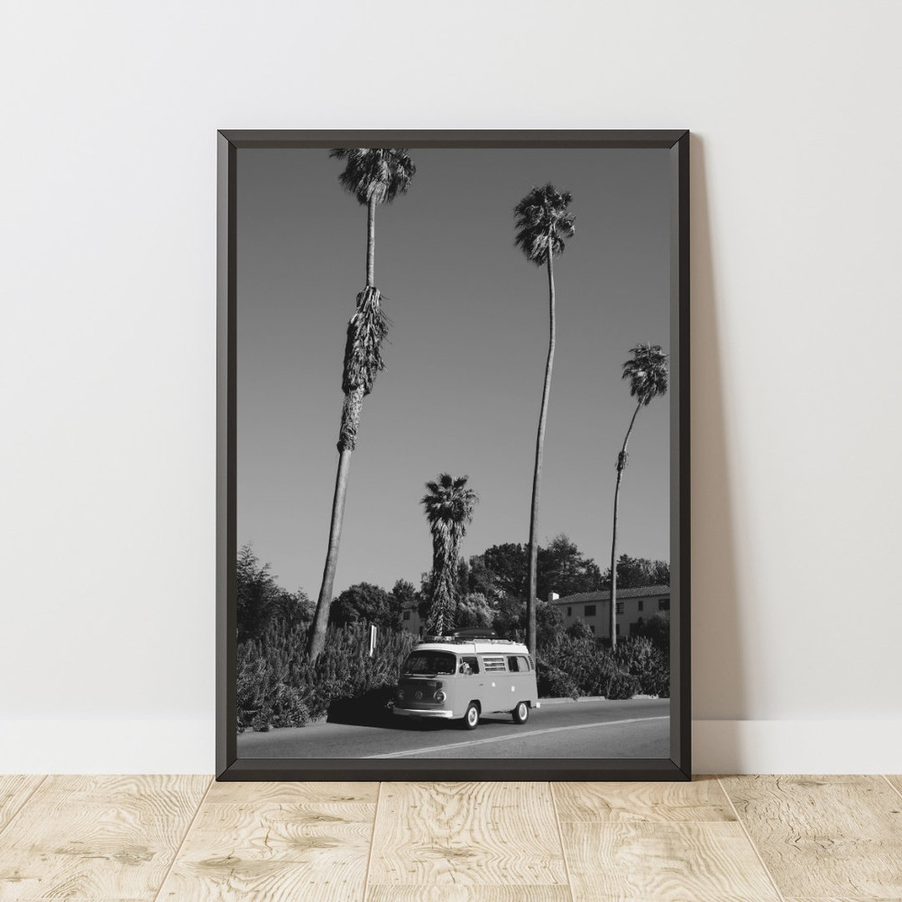 Vintage Volkswagen Van Poster, Vintage Volkswagen Van Print, Vintage Volkswagen Van Wall Art, Black and White Poster, Black and White Print.jpg