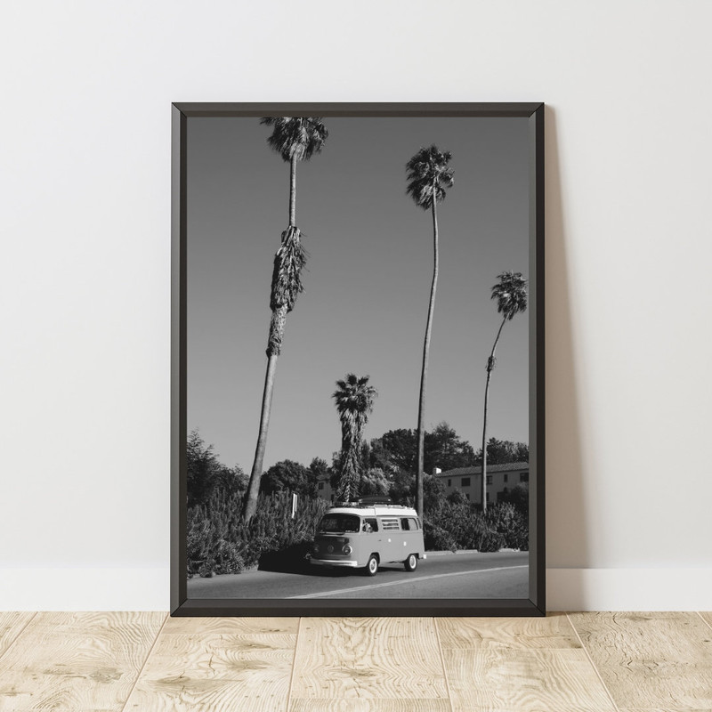 Vintage Volkswagen Van Poster, Vintage Volkswagen Van Print, Vintage Volkswagen Van Wall Art, Black and White Poster, Black and White Print.jpg